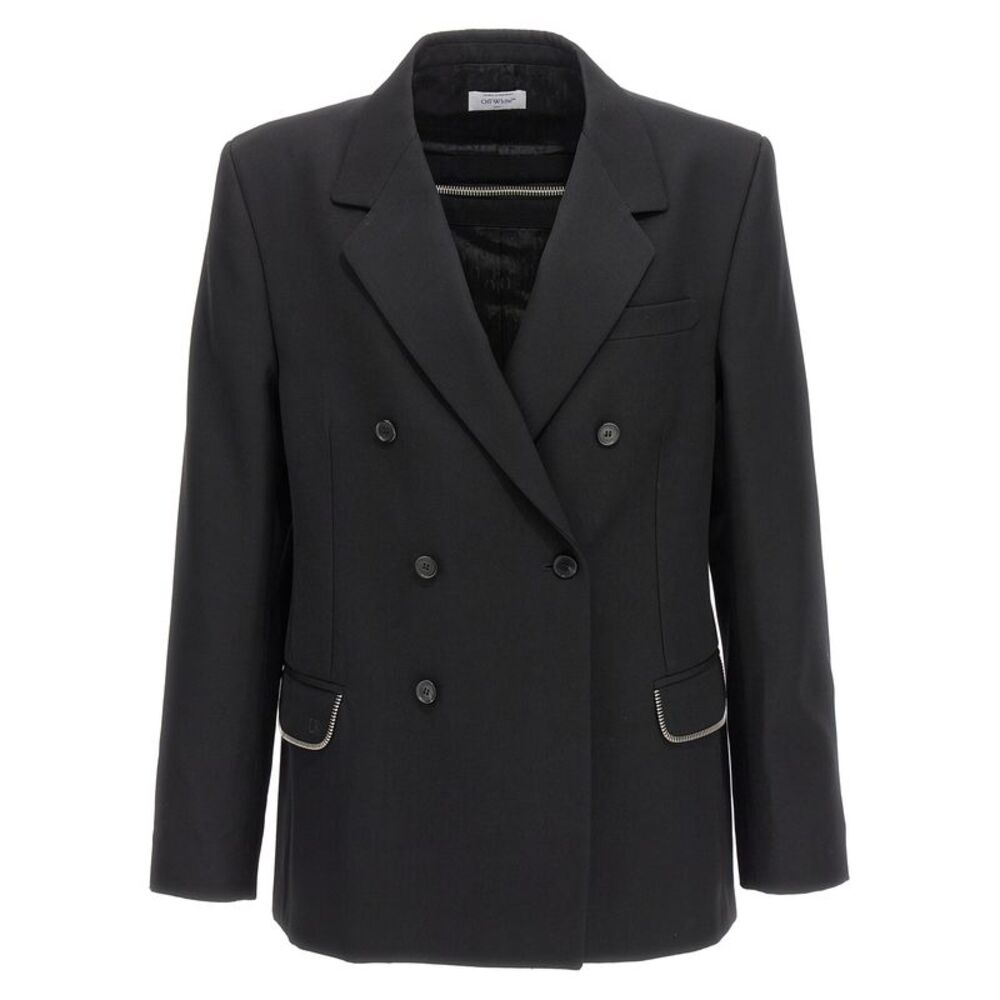 Off-White Black Virgin Wool Men's Blazer